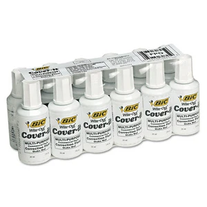 Bic Cover-It Correction Fluid 20 ml Bottle White Dozen WOC12DZ - Picture 1 of 2