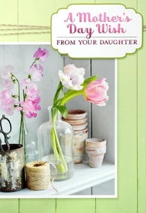 Happy MOTHER'S DAY WISH Card FROM DAUGHTER, Pink Flower by Hallmark + Envelope - Picture 1 of 5