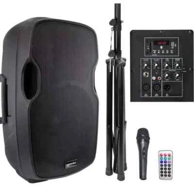 GEMINI AS 15 BLU PACK kit cassa supporto microfono telecomando per karaoke ecc. - Immagine 1 di 2