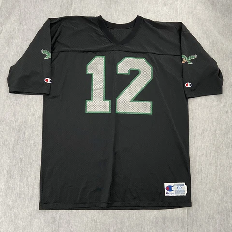 VINTAGE Philadelphia Eagles Jersey Adult Size 52 Black Randall Cunningham #12 Cover