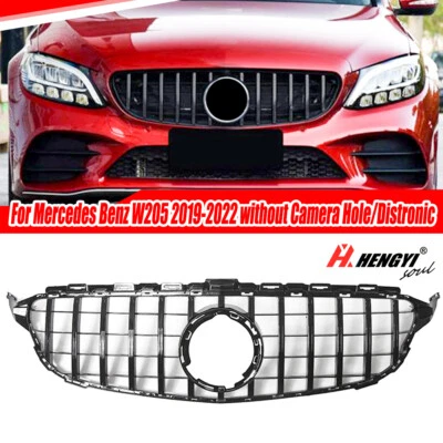 GT Style Front Grille For Mercedes-Benz W205 C200 C300 2019-2022 W/O Camera Hole - Image 1 of 4