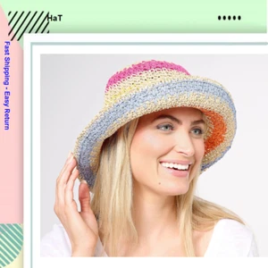 LOGO by Lori Goldstein Beach to Street Straw Hat, Tan Combo, One Size - Picture 1 of 1