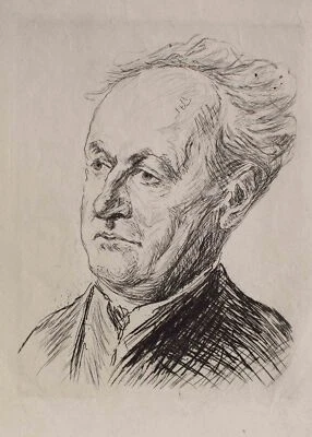 Max Liebermann Porträt Gerhart Hauptmann Original Radierung um 1920 - Bild 1 von 3