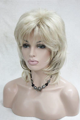 2019 New Elegant charming  Blonde mixed medium length wavy women's full wig - Image 1 of 4