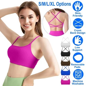 Sports Bras for Women Removable Soft Pads Fitness Workout Yoga Bra Crop Tank Top - Picture 1 of 45