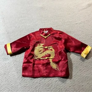 Boy’s Dragon Embroidered Red & Gold Chinese Lunar New Year Traditional Top 4 EUC - Picture 1 of 8