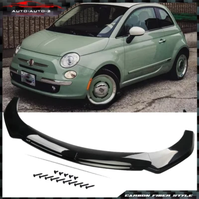 For Fiat 500 Glossy Black Front Bumper Lip Spoiler+Splitter - Imagem 1 de 4