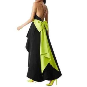 NWD ALICE + OLIVIA STACY BENDET Joss High-Low GOWN SZ 12 $1495 BLACK #2K402 - Picture 1 of 16