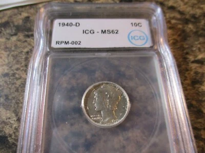 1940-D MERCURY DIME D OVER D ICG MS62 RPM-002     4201 - Image 1 of 4