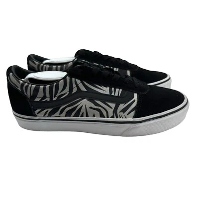 VANS Womens Ward Black White Metallic Zebra Skate Shoes Sneakers Size 9.5 US - Image 1 of 4