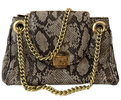 Bolso Cara imitación serpiente con asa de cadena tono dorado Foto 1 de 4