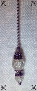 Handcrafted Lavender Purple Amethyst Clear Glass Crackle Bead Ceiling Fan Pull - Picture 1 of 3
