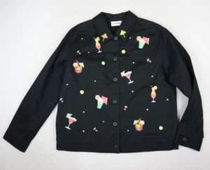 BRECKENRIDGE Women's Jacket Size S Black Cocktail Margarita Drink  Embroidered - Picture 1 of 9