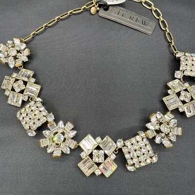 J. Collar Crew llamativo cristal transparente estrás racimo ajustable, nuevo con etiquetas Foto 1 de 4