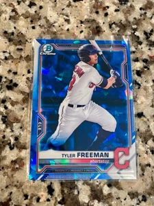 2021 Bowman Chrome Sapphire Tyler Freeman Cleveland Indians Prospect - Picture 1 of 1