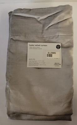 WEST ELM LUSTER VELVET BLACKOUT PLATINUM CURTAIN PANEL DRAPE 48X84  #612085 - Image 1 of 4