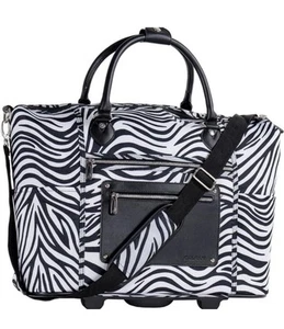 CALPAK New Zanny Zebra Print 21” Rolling Tote Bag Carry-On Travel NWT Suitcase - Picture 1 of 14