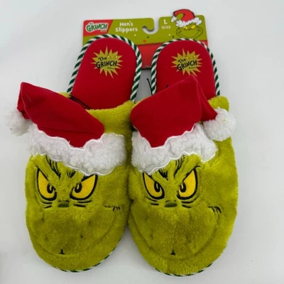 Zapatillas Dr. Seuss El Grinch Para Hombre Talla 11/12 Navidad Difuso Santa Sombrero Zapatos Foto 1 de 4