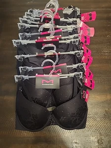 Maidenform Push Up Bügel BH Schwarz Jacquard Spitze Glättung Neu mit Etikett 34B 36B 38B - Bild 1 von 4