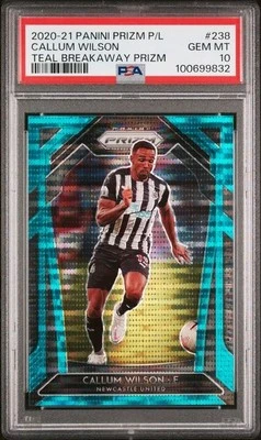 Callum Wilson 2020-21 Panini Prizm Premier League Breakaway Teal #45/49 PSA 10 - Image 1 of 2