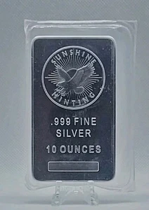 SUNSHINE MINT LINGOTTO ARGENTO 10 oz .999 lingotto argento fine sigillato  - Foto 1 di 2