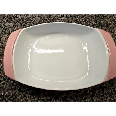 Plato de cocina vintage Raymond Loewy Le Creuset tostador/braiser rosa y blanco nuevo sin caja Foto 1 de 4