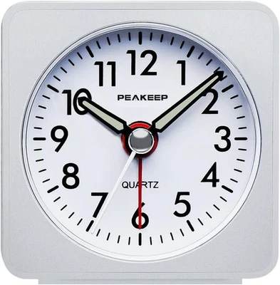 Ultra Small,  Battery Travel Alarm Clock with Snooze and Light, Silent W - Image 1 of 4