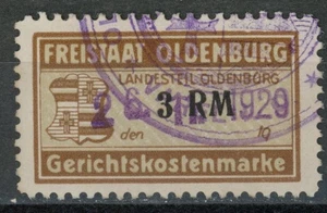 Deutschland Oldenburg Hofeinnahmen 1926 3 RM Stempelmarke Steuer - Bild 1 von 1