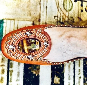 Prada 37.5 De Colección Adornado Todo Cuero Mocasín Italiano/Plumero/Divertido👞 Zapatos/US7 - Imagen 1 de 15