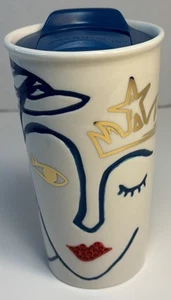 2016 Starbucks Mermaid Siren Face Ceramic Coffee Travel Mug Tumbler - Picture 1 of 14
