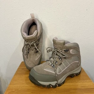 Hi-Tec Pink Gray/tan Suede Mid Lace Up Waterproof Hiking Boots Women's Size 7 - Picture 1 of 24