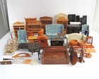 Vintage to Antique Dollhouse Furniture LOT- Repair Miniatures- Wooden