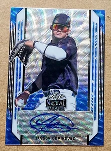 2021 Leaf Metal Draft Jasson Dominguez Blue Wave Auto 10/20 BA-JD1 Yankees - Picture 1 of 2