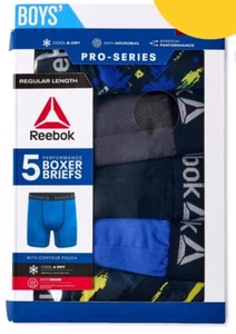 Reebok Boxer Briefs Boys Small Blue Print Assorted Underwear 5-Pack - Medium - Picture 1 of 3