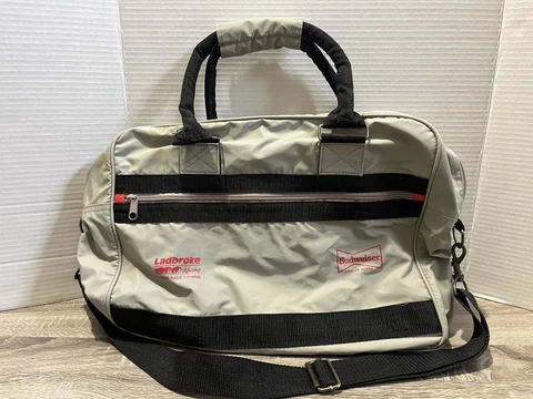 Vintage LADBROKE Detroit Race Course / Budweiser Messenger Bag - Gray and Black Cover