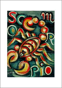 JACQUELINE DITT - Scorpio & Aries A4 DRUCK n.Gemälde Sternzeichen