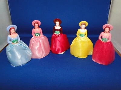 Nuevo Damas de honor vintage, 4,5" de alto, variedad de colores con superposición de tela, paquete de 2 Foto 1 de 3