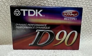 TDK D90 Leere Audiokassette Band High Output IEC I Typ I versiegelt.((D-2)) - Bild 1 von 2