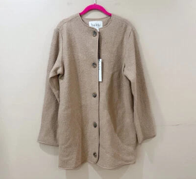 Nicole Miller Abrigo Chaqueta Mujer M Bouclé Lana Hervida Camel Clásico Academia Nuevo Foto 1 de 4