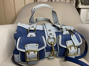 COACH 65th Anniversary LEGACY Blue LEATHER & Canvas SATCHEL BAG Beautiful! - Picture 1 of 8