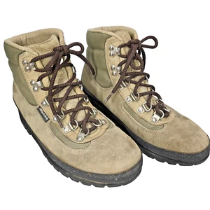 Raichle Hiking Boots Tan Leather Suede Canvas 9N Switzerland 8747 Vintage - Picture 1 of 21