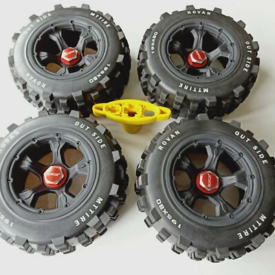 Knobby Wheel Tyres + wheel nut + tool for Traxxas X-maxx 1/5 rc  - Image 1 of 4