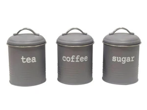 Apollo Round Air Tight Tea Coffee Sugar Kitchen Storage Canister Set of 3 - Picture 1 of 12