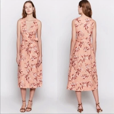 Vestido midi Joie nuevo con etiquetas Ethelda cálido rubor estampado floral sin mangas 100 % lino mediano Foto 1 de 4