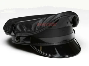AW-0051 awanstar Leder Mütze,Offizier Schirmmütze,Kappe/Leather cap,Kape,hut - Picture 1 of 2