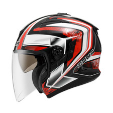 ZEUS ZS-613B WHITE/AJ6 RED JET HELMET 