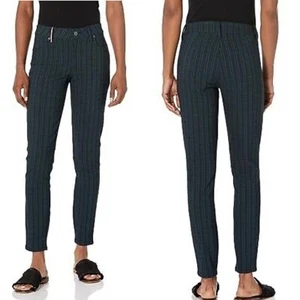 Tommy Hilfiger Plaid Ankle Skinny stretch Designer pants on sale Green Multi LRG - Picture 1 of 12