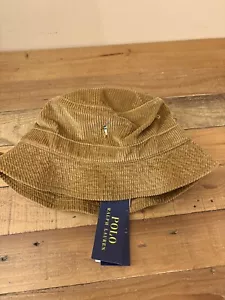 Polo Ralph Lauren Mens Cord Embroidered Pony Corduroy Bucket Hat | Tan | L/XL - Picture 1 of 8