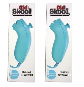 2 x Old Skool Nunchuk Controllers for Nintendo Wii and Wii U - Blue - Picture 1 of 1