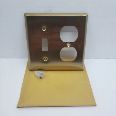 Mulberry 2-Gang Toggle Switch / Duplex Wall Plate Cover SATIN BRASS #94532 - Image 1 of 2